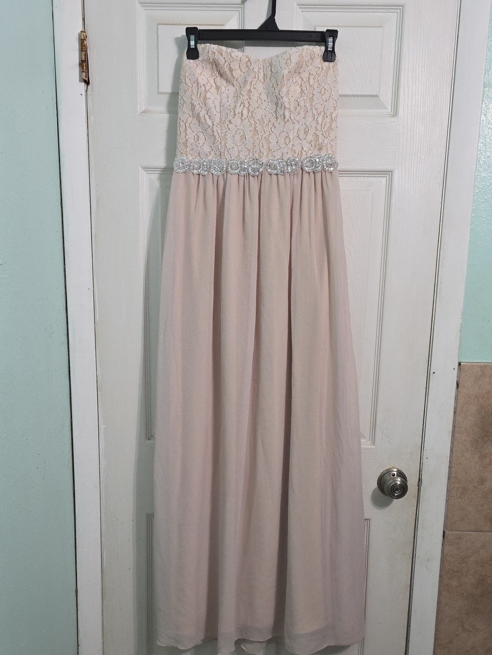 Xtraordinary Soft Blush Strapless Evening Gown